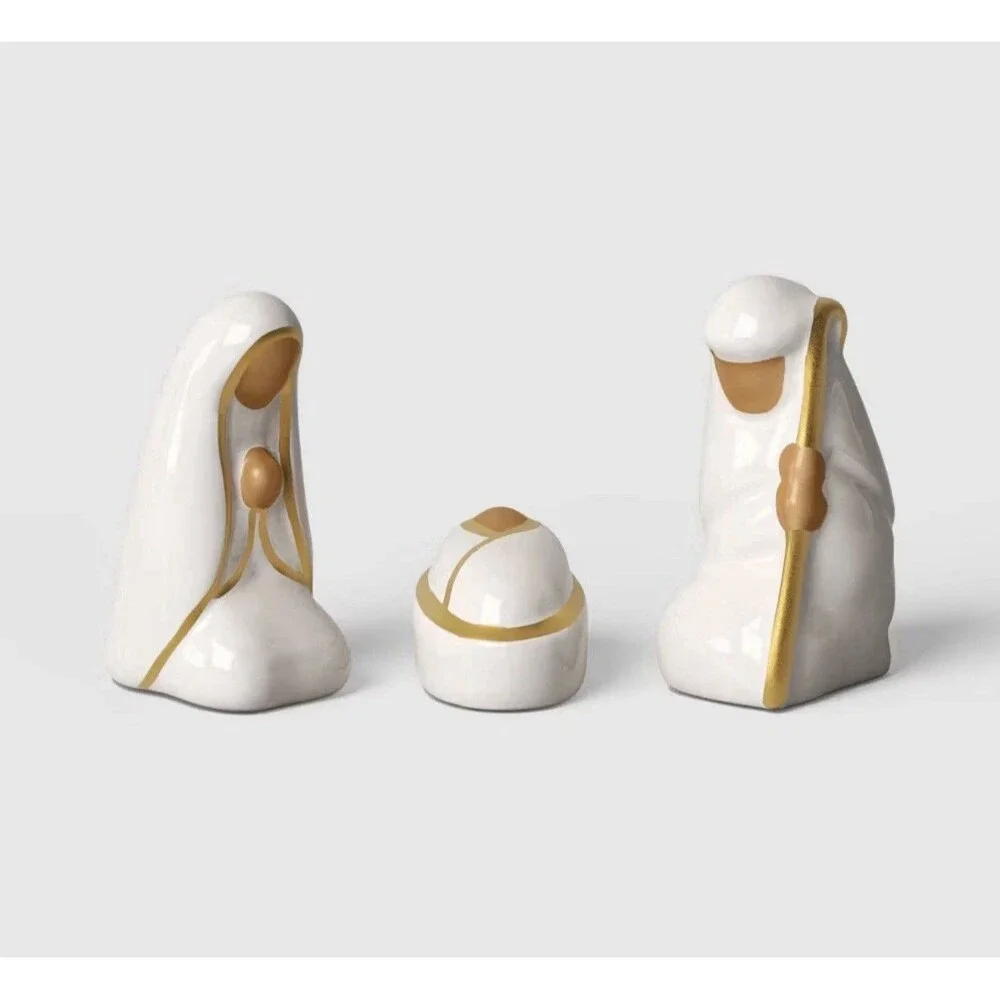 10pc Ceramic Nativity Set Christmas White - Threshold NEW